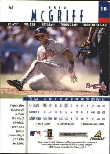 Fred McGriff baseball card with original gloss from 1997 New Pinnacle NM-MT Braves