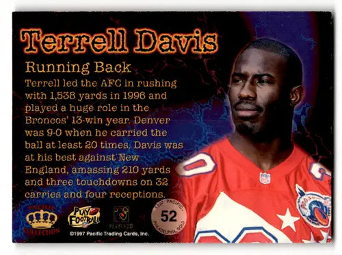 Original gloss Pacific Philadelphia Gold Terrell Davis football card Broncos 1997