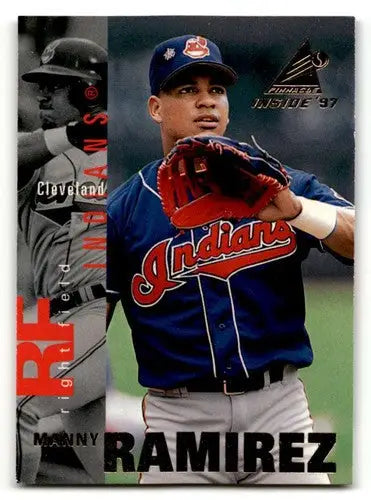 Original gloss Manny Ramirez baseball card featuring Cleveland Indians player 1997 Pinnacle Inside