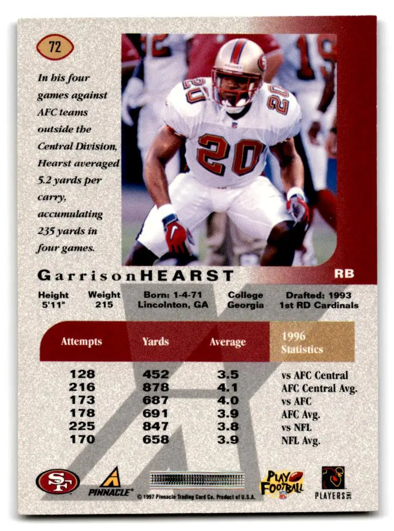1997 Pinnacle X-Press #72 Garrison Hearst - Football Card Single