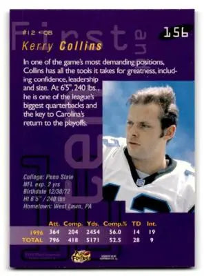 1997 Playoff First & Ten #156 Kerry Collins - Football Card Single