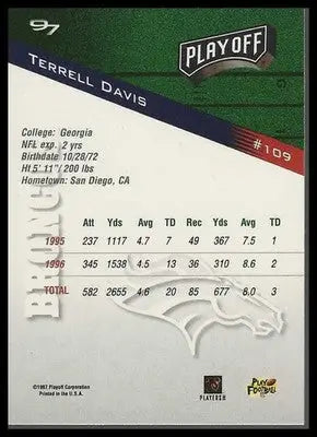 1997 Playoff Zone #109 Terrell Davis - Football Card Single