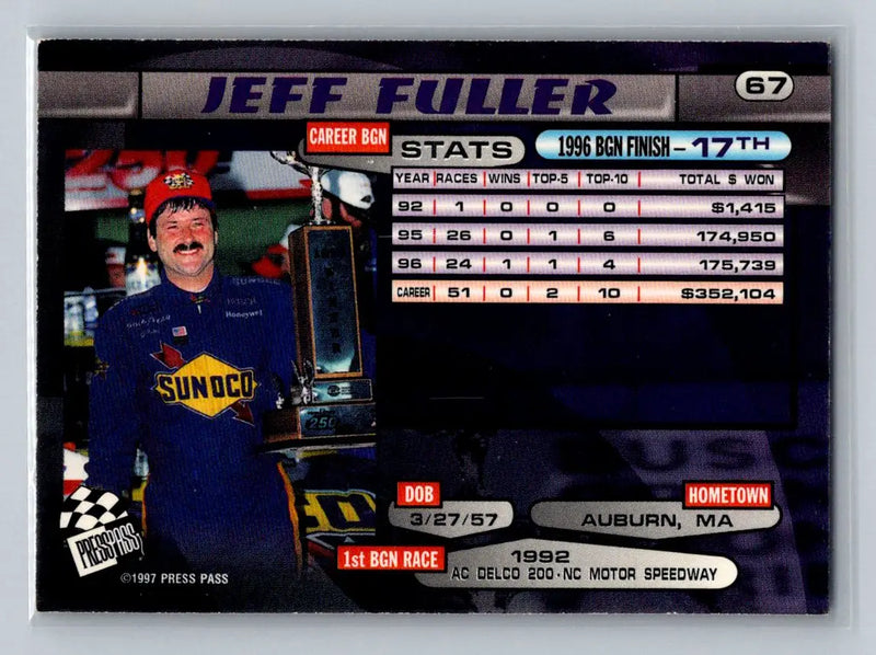 1997 Press Pass #67 Jeff Fuller ST Motorsports - Racing Card Single