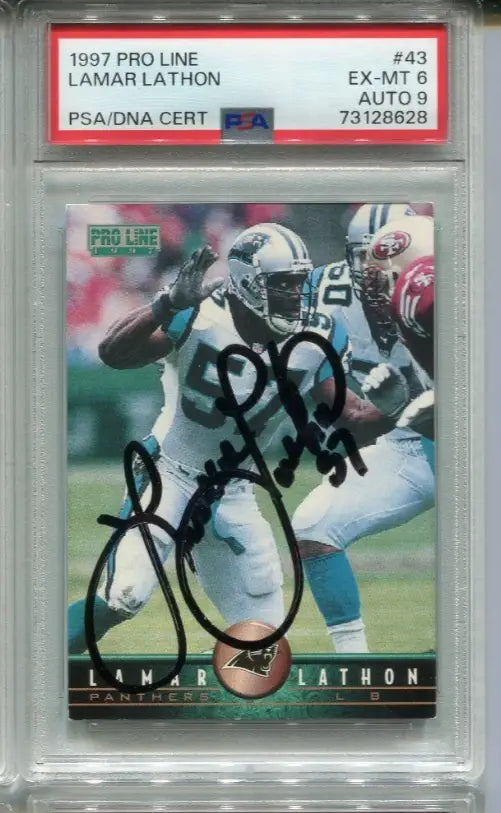 1997 Pro Line LAMAR LATHON Signed Card Autograph Auto PANTHERS OILERS PSA DNA 9 - Football Card Single
