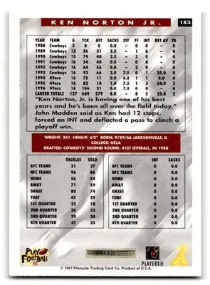 1997 Score #183 Ken Norton Jr. - Football Card Single