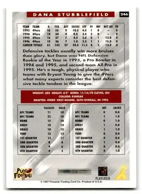 1997 Score #246 Dana Stubblefield - Football Card Single