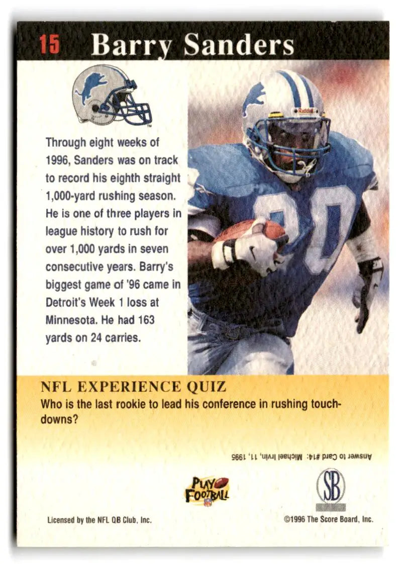 1997 Score Board NFL Experience #15 Barry Sanders - Football Card Single