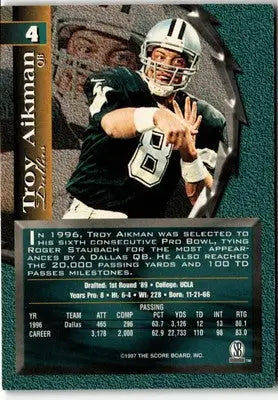 1997 Score Board Talk N’ Sports #4 Troy Aikman - Football Card Single