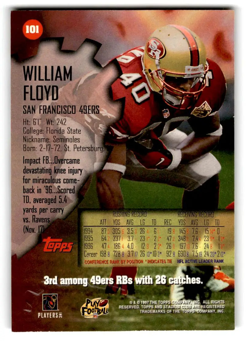 1997 Stadium Club #101 William Floyd - Football Card Single
