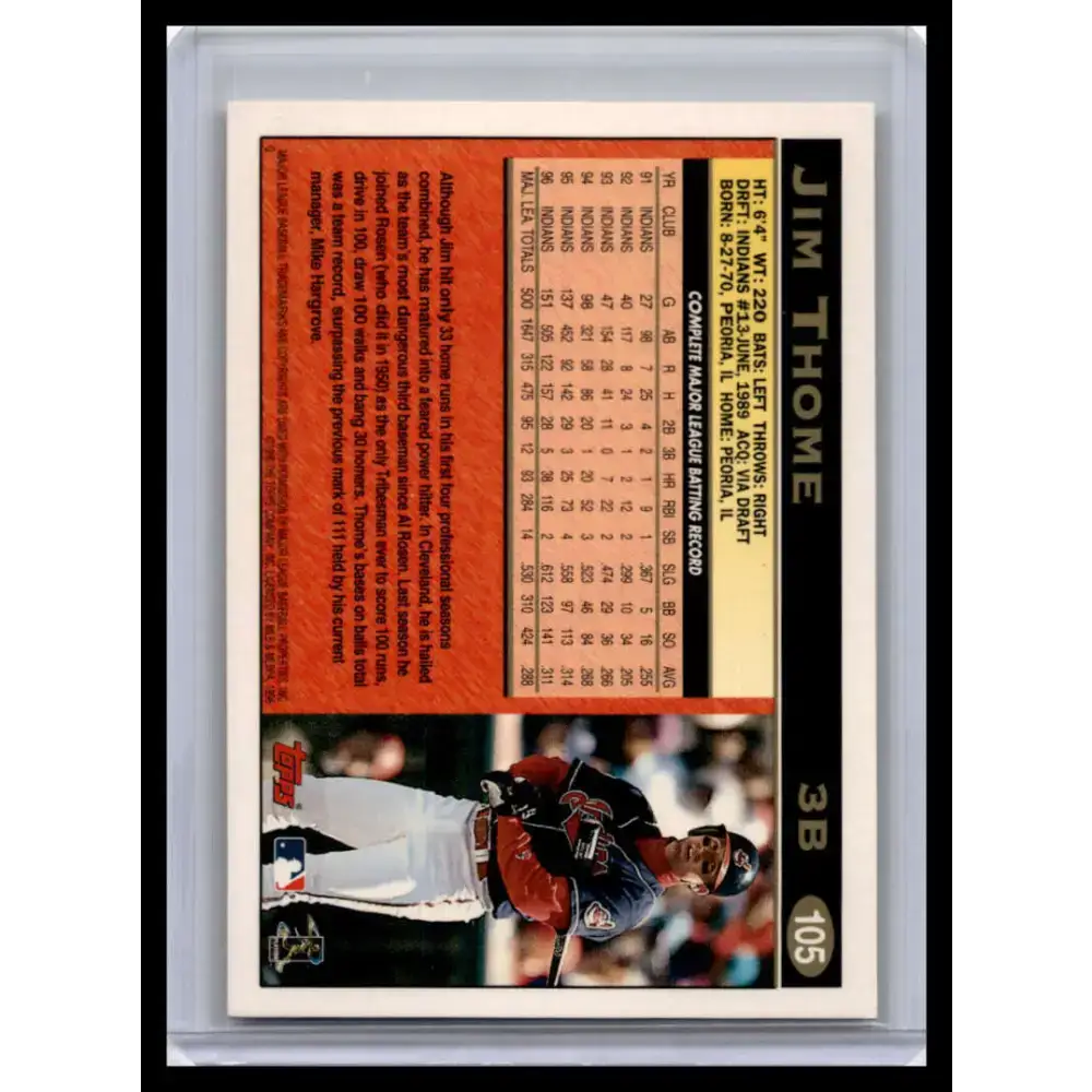 1997 Topps #105 Jim Thome NM-MT Cleveland Indians Baseball Card - Baseball Card Single
