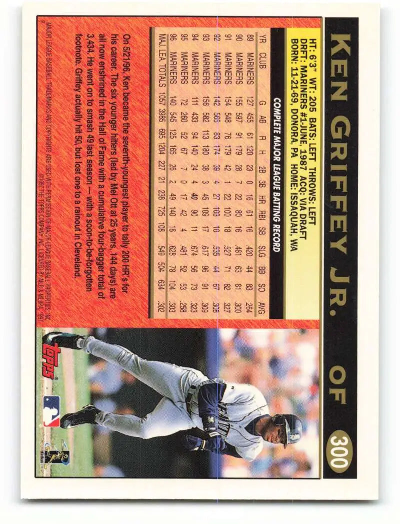 1997 Topps #300 Ken Griffey Jr. NM Near Mint Mariners ID:82348 - Baseball Card Single