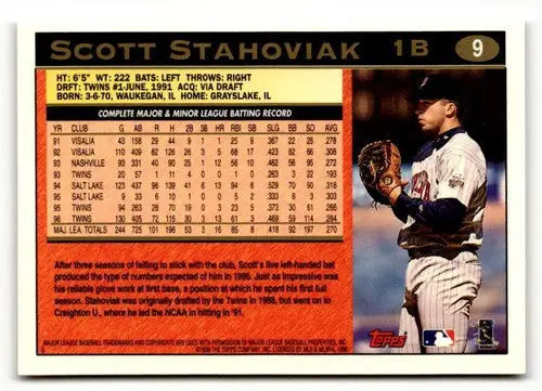1997 Topps #9 Scott Stahoviak Minnesota Twins Baseball cards ID:52017 - Baseball Card Single