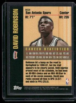 1997 Topps Bound for Glory David Robinson #BG9 Basketball - Basketball Card Single