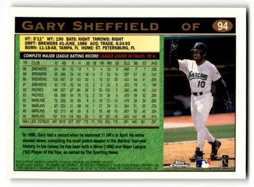 1997 Topps Chrome #94 Gary Sheffield EX/NM Marlins ID:64176 - Baseball Card Single