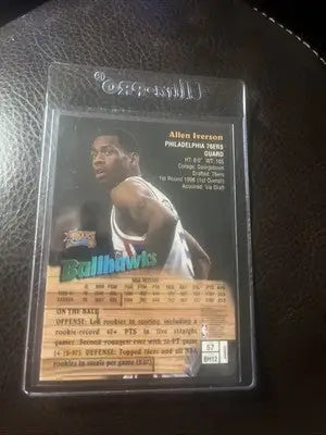 1997 Topps Finest Ballhawks #57-BH12 Allen Iverson w/coating 76ers - Basketball Card Single