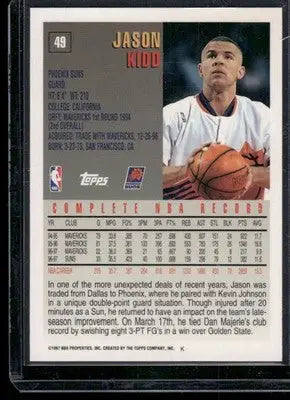 1997 Topps Jason Kidd #49 Basketball - Basketball Card Single