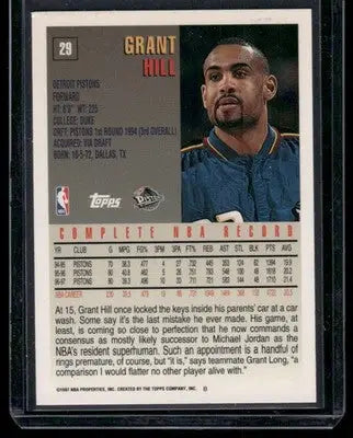 1997 Topps Stadium Club Grant Hill #29 Basketball - Basketball Card Single
