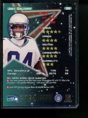 1997 Topps Stars Joey Galloway #95 2164/3999 Football - Football Card Single