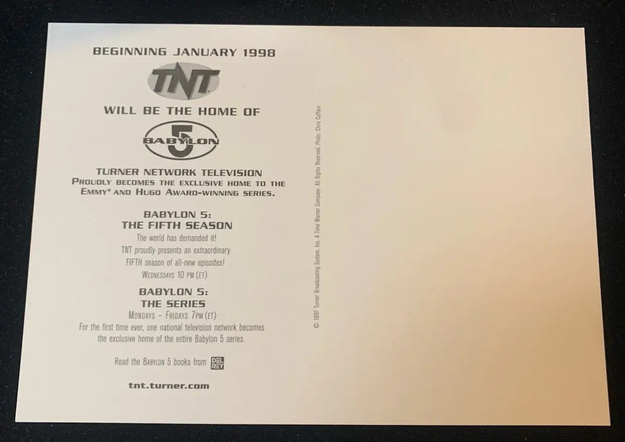 1997 Turner Babylon 5 promo glossy postcard featuring Vir Cotto Stephen Furst