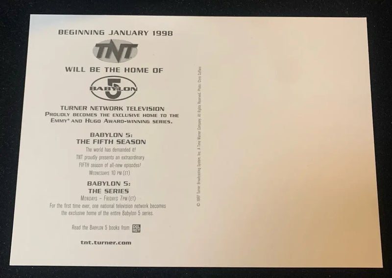 1997 Turner Babylon 5 promo glossy postcard featuring Vir Cotto Stephen Furst