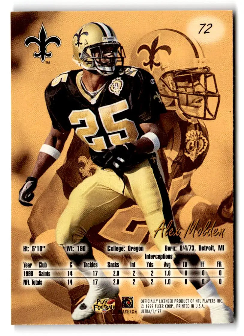 1997 Ultra #72 Alex Molden - Football Card Single