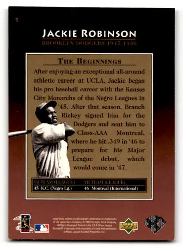 1997 Upper Deck #1 Jackie Robinson EX/NM Dodgers ID:61699 - Baseball Card Single