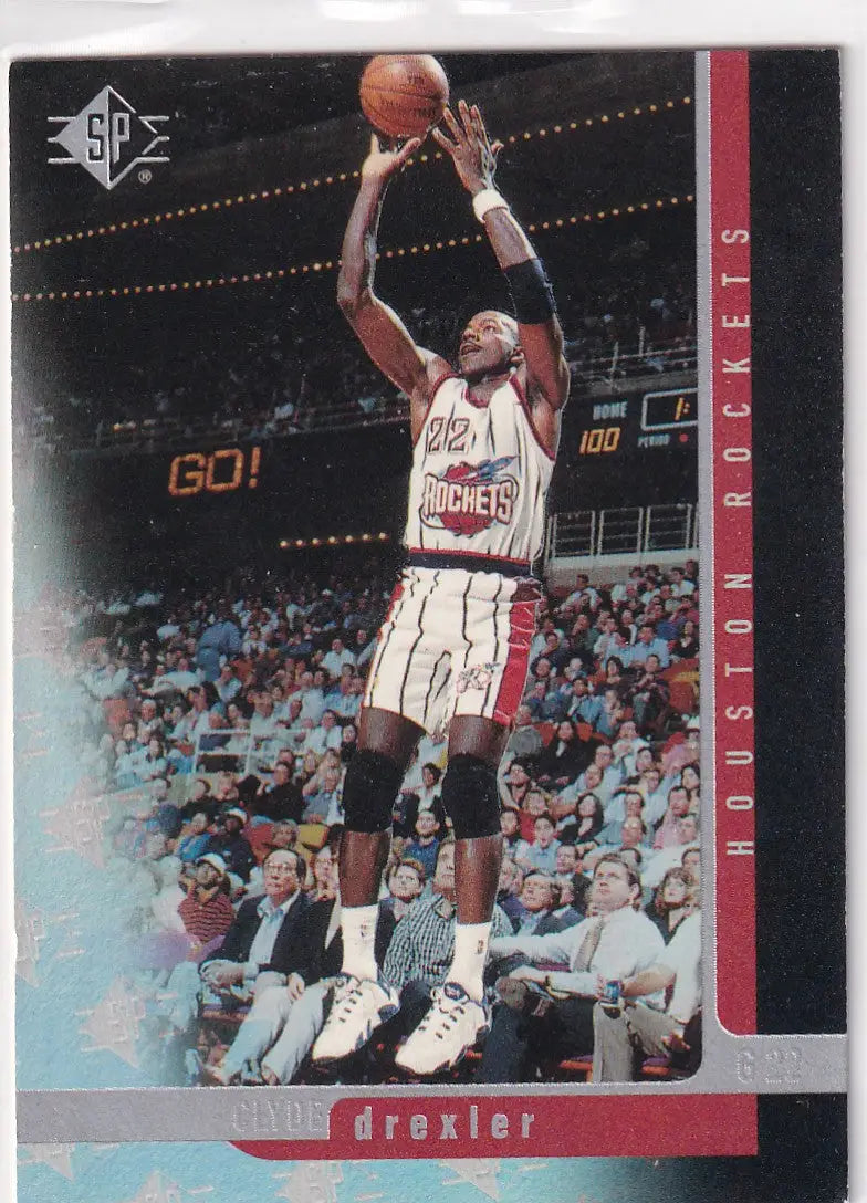 1997 UPPER DECK #40 CLYDE DREXLER SP HOLO- HOUSTON ROCKETS - Basketball Card Single
