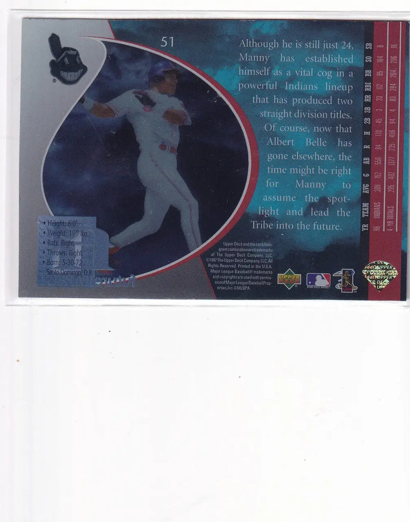 1997 UPPER DECK #51 MANNY RAMIREZ HOLOGRAM- CLEVELAND INDIANS - Baseball Card Single