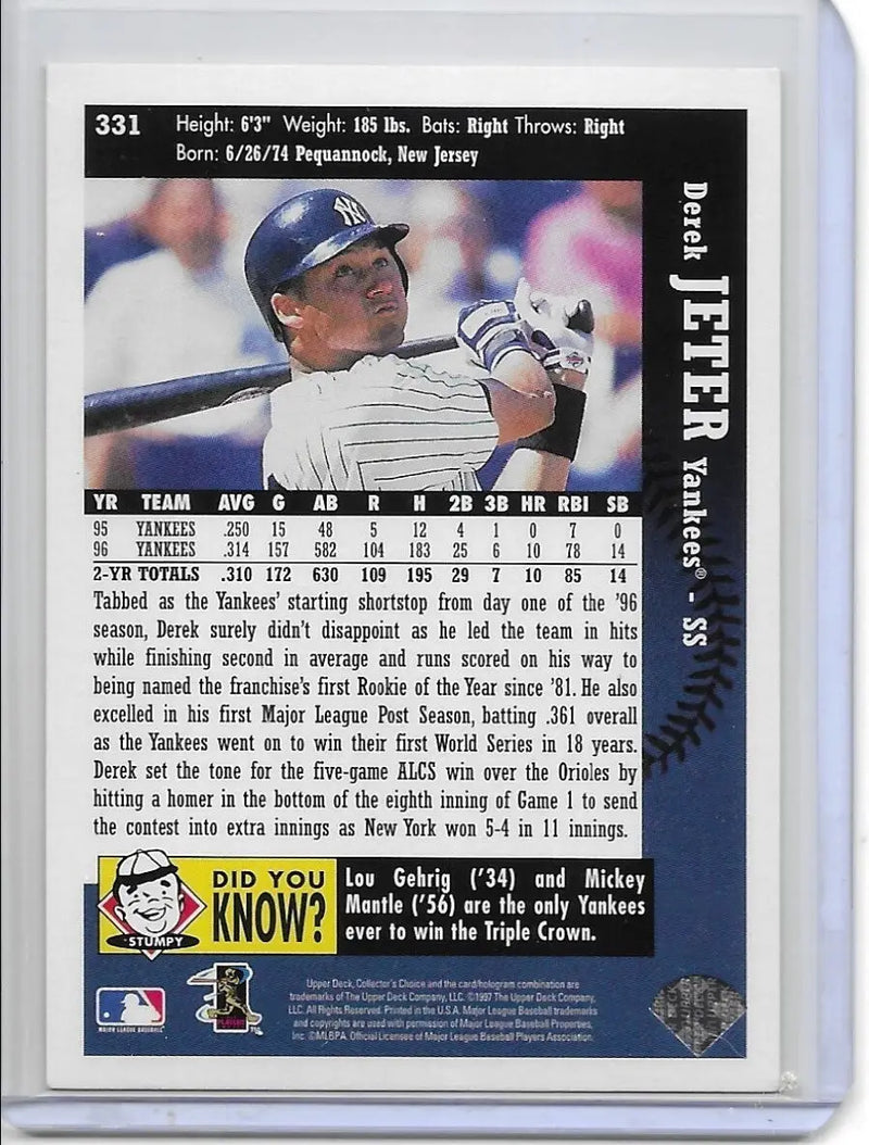 1997 Upper Deck Collector’s Choice #331 DEREK JETER (790) - Baseball Card Single
