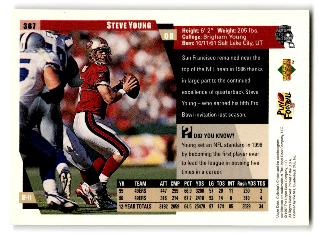 1997 Upper Deck Collector’s Choice Football Steve Young #387 49ers - Football Card Single