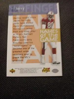1997 Upper Deck Collector’s Choice - Jerry Rice ’Goldfingers’ #47. NRMT+ - Football Card Single