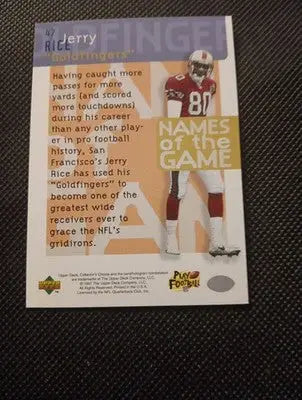 1997 Upper Deck Collector’s Choice - Jerry Rice ’Goldfingers’ #47. NRMT+ - Football Card Single