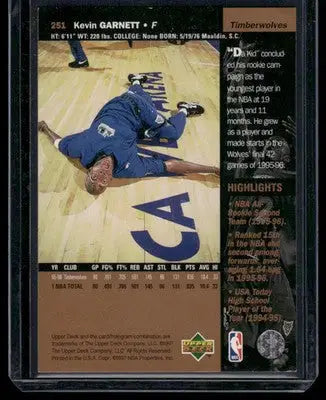 1997 Upper Deck Kevin Garnett #251 Basketball - Basketball Card Single