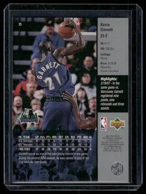 1997 Upper Deck Kevin Garnett #75 Basketball - Basketball Card Single