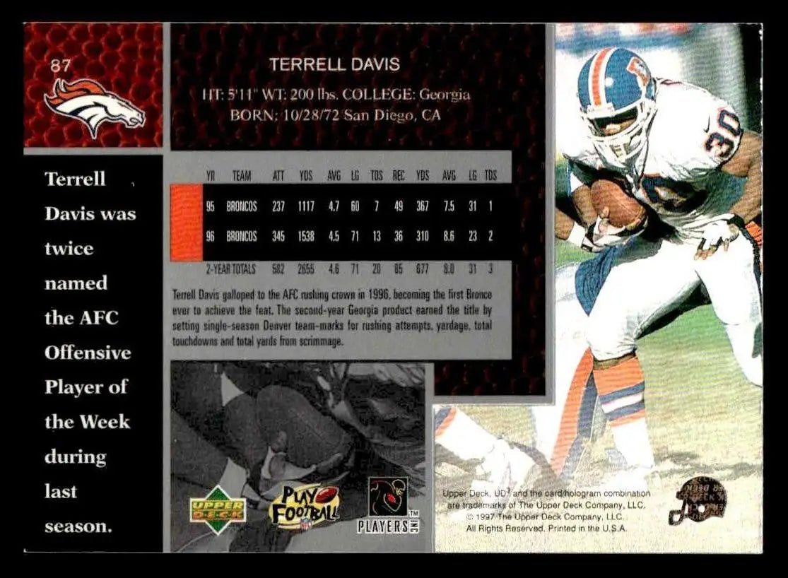 1997 Upper Deck UD3 #87 Terrell Davis - Football Card Single