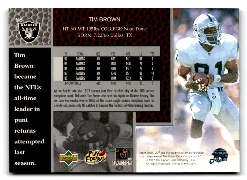 1997 Upper Deck UD3 #88 Tim Brown - Football Card Single