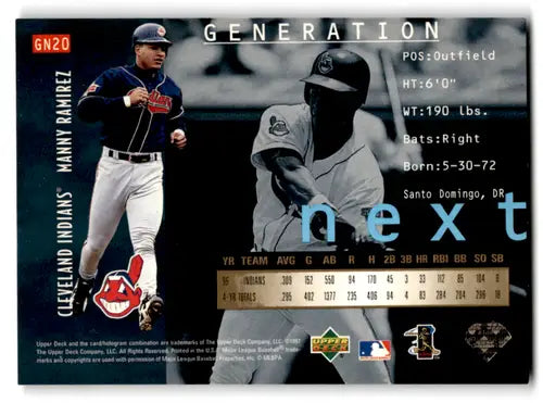 1997 Upper Deck UD3 Generation Next #GN20 Manny Ramirez NM-MT Indians ID:82042 - Baseball Card Single
