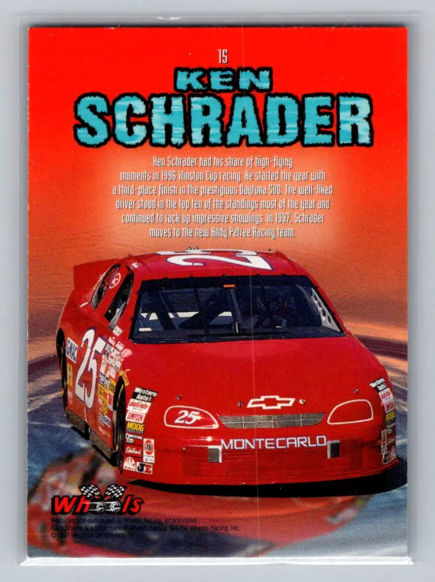 1997 Wheels Race Sharks #15 Ken Schrader Hendrick Motorsports - Racing Card Single