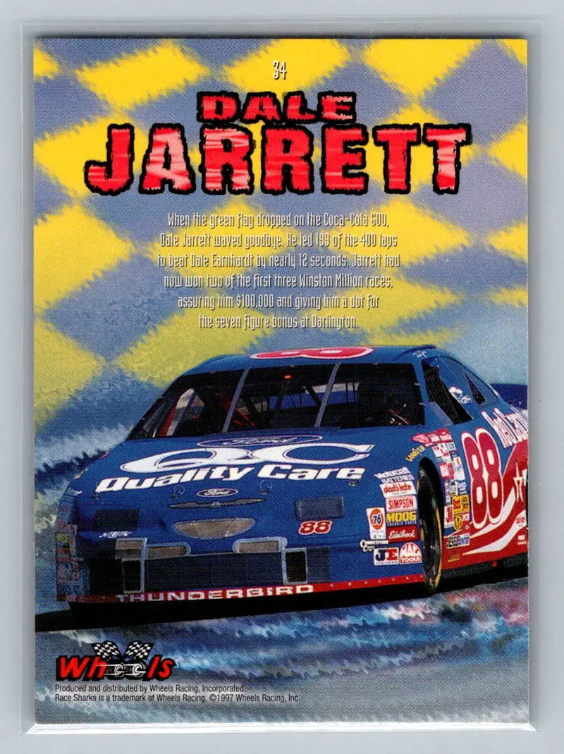 1997 Wheels Race Sharks #34 Dale Jarrett Robert Yates Racing - Racing Card Single