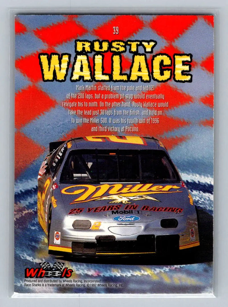 1997 Wheels Race Sharks #39 Rusty Wallace Penske Racing South - Racing Card Single