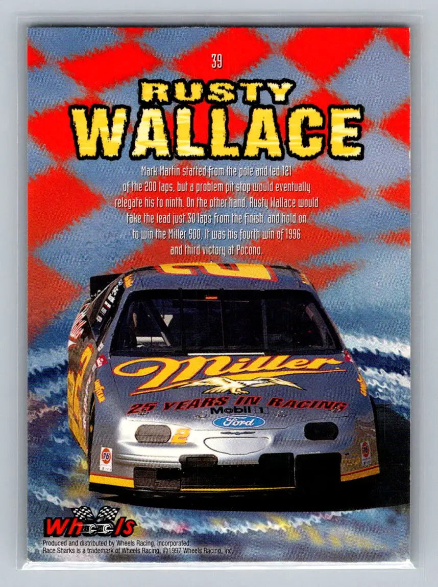 1997 Wheels Race Sharks #39 Rusty Wallace Penske Racing South - Racing Card Single