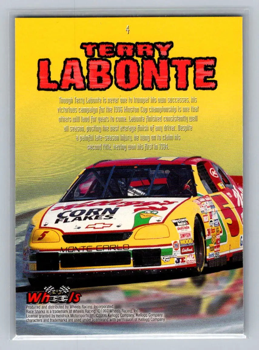 1997 Wheels Race Sharks #4 Terry Labonte Hendrick Motorsports - Racing Card Single