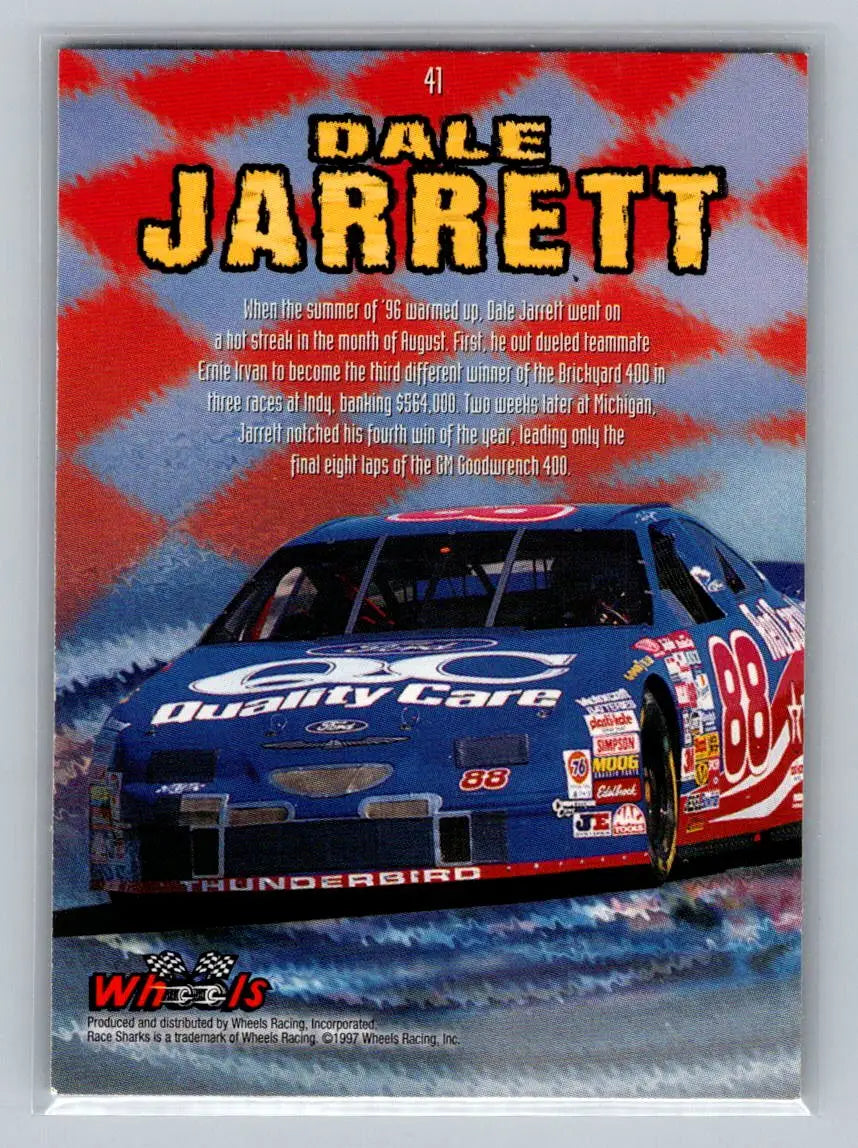 1997 Wheels Race Sharks #41 Dale Jarrett Robert Yates Racing - Racing Card Single