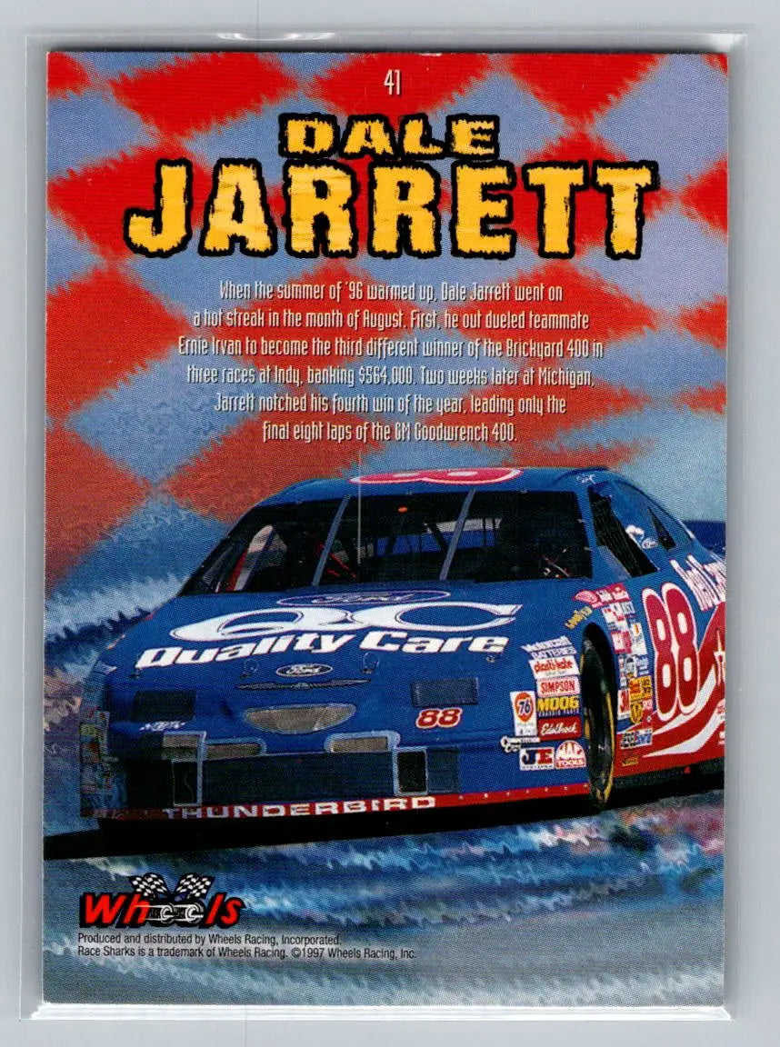 1997 Wheels Race Sharks #41 Dale Jarrett Robert Yates Racing - Racing Card Single