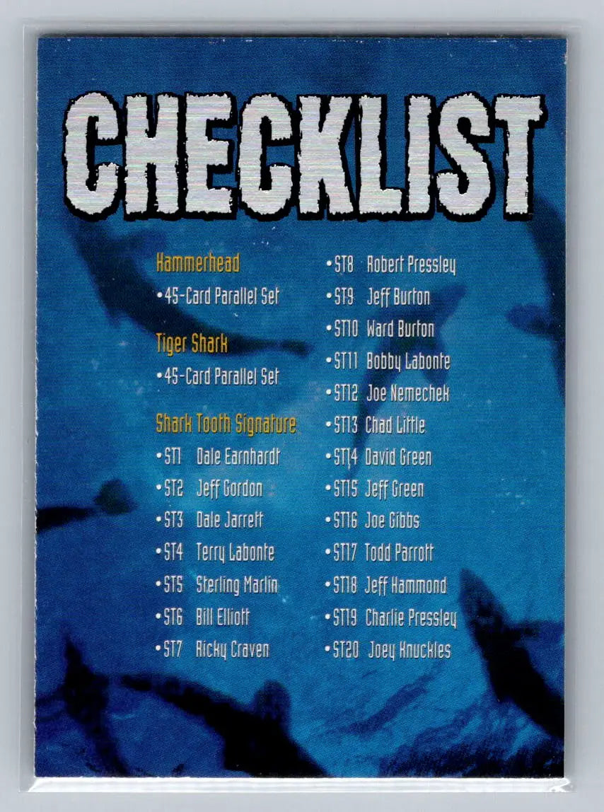 1997 Wheels Race Sharks #44 Checklist - Racing Card Single