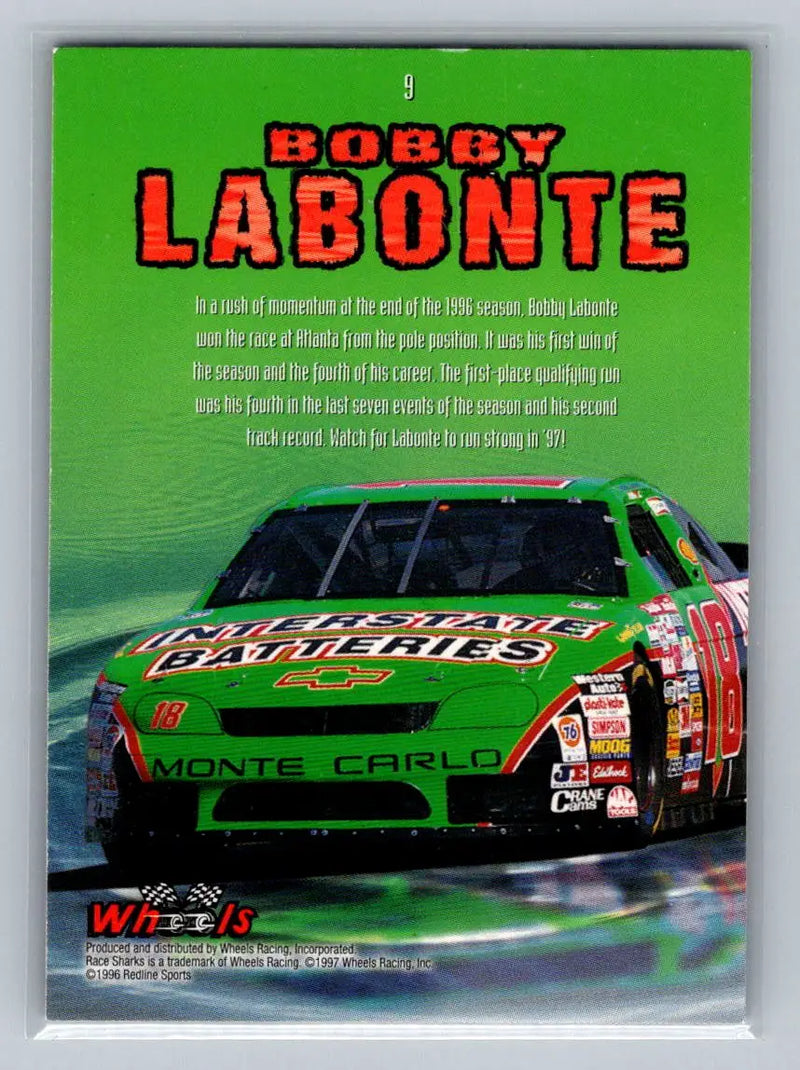 1997 Wheels Race Sharks #9 Bobby Labonte Joe Gibbs Racing - Racing Card Single