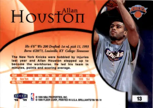 1998-99 Fleer Brilliants #13 Allan Houston NM-MT Knicks ID:46112 - Basketball Card Single