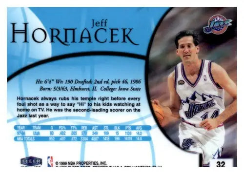 Jeff Hornacek basketball card from Fleer Brilliants 1998-99 with original gloss