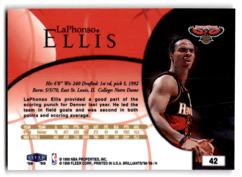1998-99 Fleer Brilliants #42 LaPhonso Ellis - Basketball Card Single