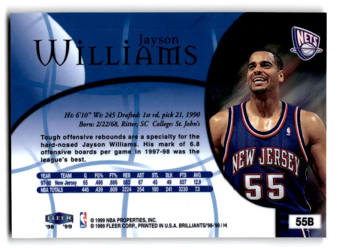1998-99 Fleer Brilliants #55B Jayson Williams Blue - Basketball Card Single